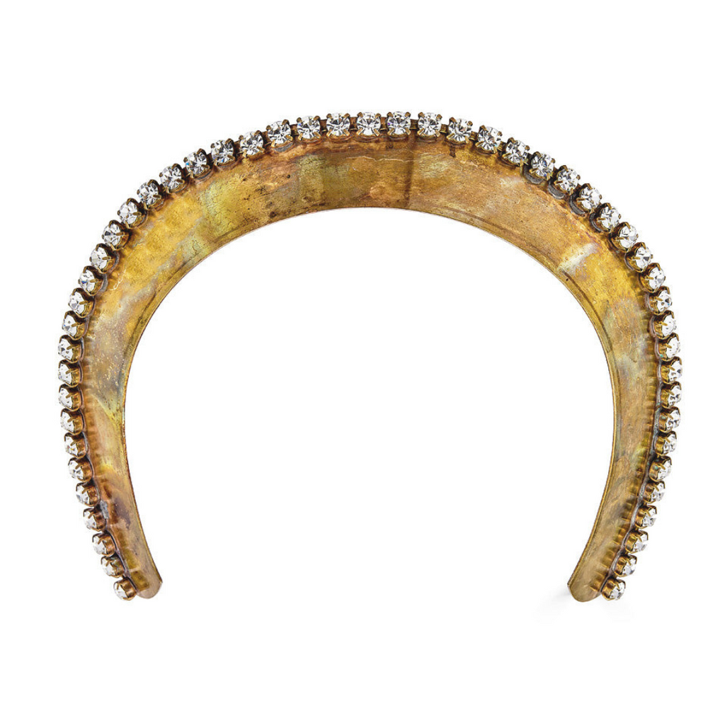 Extra wide Danbury Crown headband oxidized metal – Swarovski crystal luxury designer hair accessory