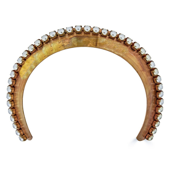 Extra wide Danbury Crown headband with Swarovski pearls – luxury designer hair accessory