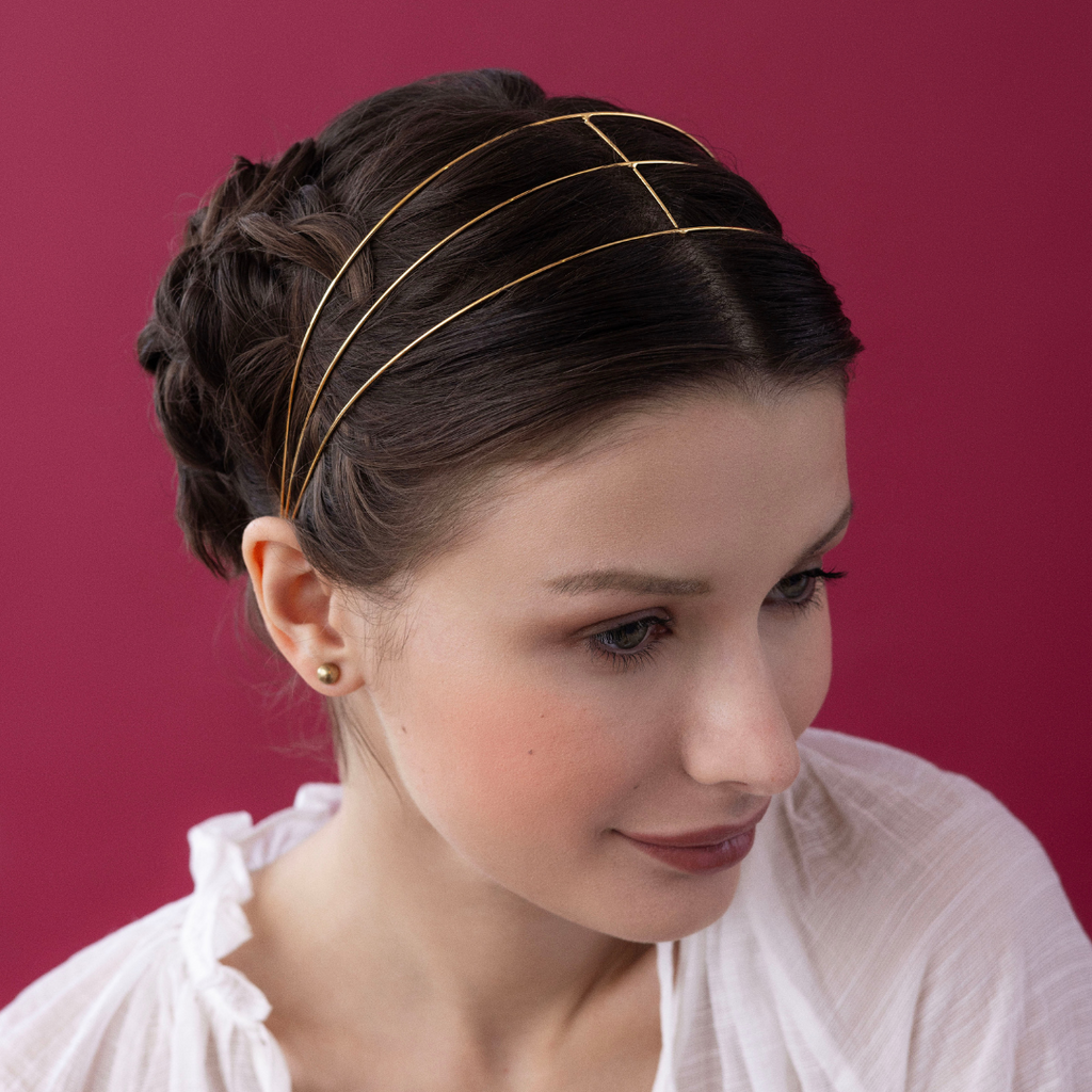 Petite Saint Germaine Headband – 14K gold plated layered luxury designer hair accessory as seen on Emily in Paris by Epona Valley