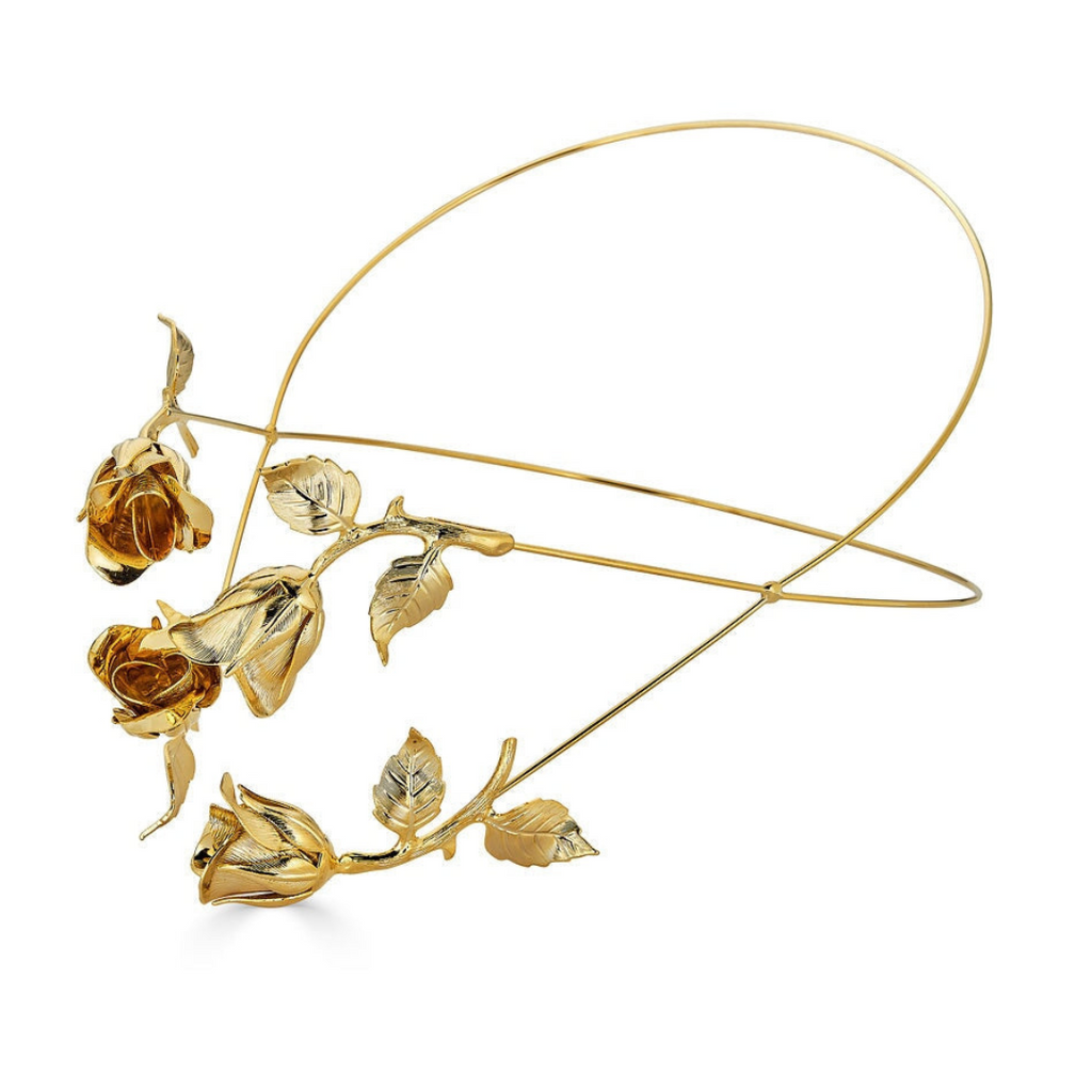 Rose & Vine Circlet by Epona Valley – romantic rose crown luxury designer hair accessory in gold or silver