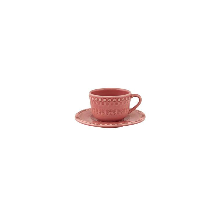 Bordallo Pinheiro Bordallo Pinheiro Fantasy Tea Cup And Saucer Pink, Set Of 4 | Luxury Handmade Ceramics: This Fantasy Tea Cup And Saucer Pink, Set Of 4 from the Bordallo Pinheiro Fantasy collection is a standout piece of colorful fantasy plate, artistic ceramic, sculptural serveware, handcrafted in Portugal, Bordallo Pinheiro. Handmade in Portugal, it blends artistic detail with functional charm—perfect as a collector’s item or for elevating your daily table setting.