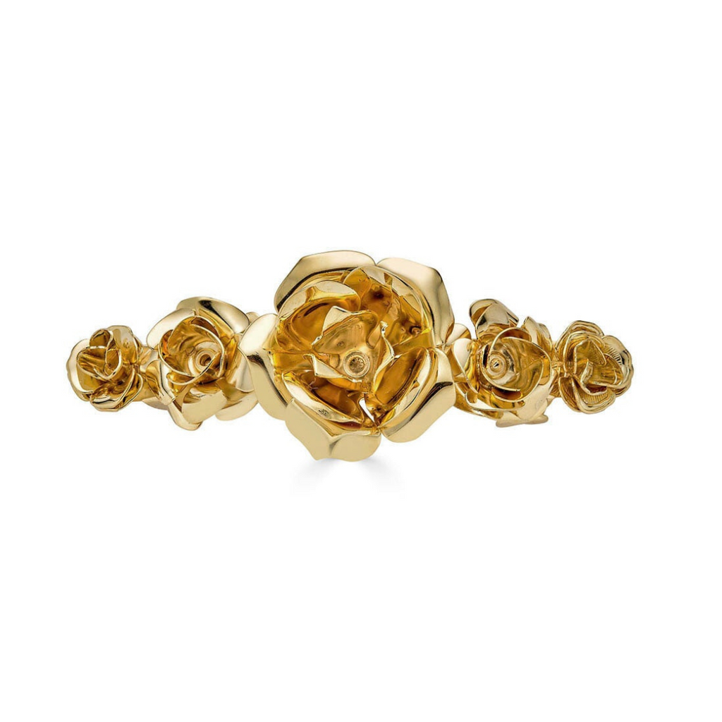 Field of Roses French barrette – 14K gold plated luxury designer hair accessory