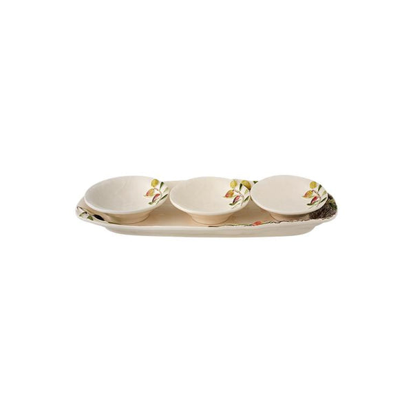 Bordallo Pinheiro Bordallo Pinheiro Olival Set Platter + 3 Bowls | Luxury Handmade Ceramics: This Olival Set Platter + 3 Bowls from the Bordallo Pinheiro Bordallo Pinheiro collection is a standout piece of luxury ceramic serveware, Portuguese pottery, handcrafted dish, handcrafted in Portugal, Bordallo Pinheiro. Handmade in Portugal, it blends artistic detail with functional charm—perfect as a collector’s item or for elevating your daily table setting.