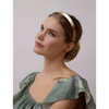 woman wearing Narrow spun crown headband – high-shine textured luxury hair accessory