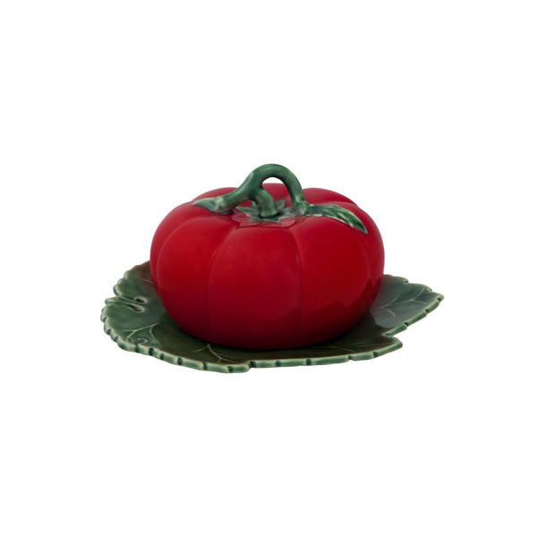 Bordallo Pinheiro Bordallo Pinheiro Tomato Butter Dish With Cover | Luxury Handmade Ceramics: This Tomato Butter Dish With Cover from the Bordallo Pinheiro Tomato collection is a standout piece of tomato plate, fruit-themed serveware, red ceramic dish, handcrafted in Portugal, Bordallo Pinheiro. Handmade in Portugal, it blends artistic detail with functional charm—perfect as a collector’s item or for elevating your daily table setting.