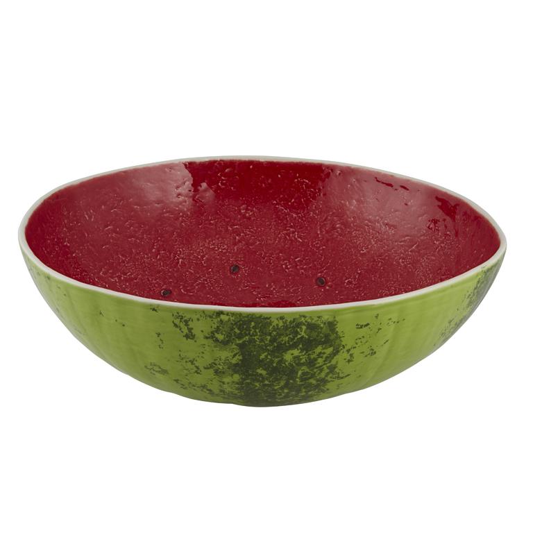 Bordallo Pinheiro Bordallo Pinheiro Watermelon  Large Salad Bowl | Luxury Handmade Ceramics: This Watermelon  Large Salad Bowl from the Bordallo Pinheiro Melon collection is a standout piece of melon bowl, fruit motif ceramics, green decorative dish, handcrafted in Portugal, Bordallo Pinheiro. Handmade in Portugal, it blends artistic detail with functional charm—perfect as a collector’s item or for elevating your daily table setting.