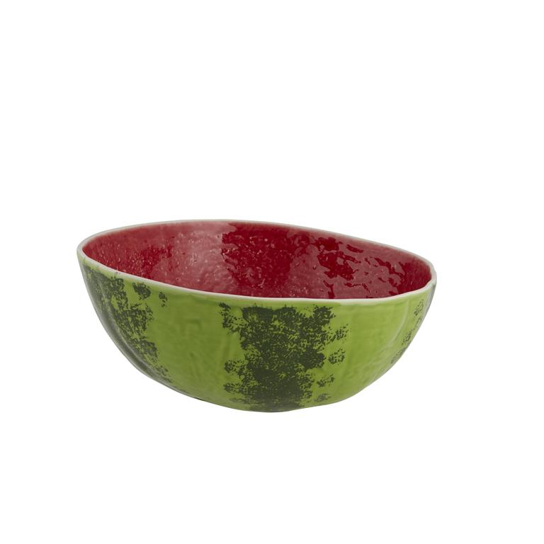 Bordallo Pinheiro Bordallo Pinheiro Watermelon  Small Salad Bowl | Luxury Handmade Ceramics: This Watermelon  Small Salad Bowl from the Bordallo Pinheiro Melon collection is a standout piece of melon bowl, fruit motif ceramics, green decorative dish, handcrafted in Portugal, Bordallo Pinheiro. Handmade in Portugal, it blends artistic detail with functional charm—perfect as a collector’s item or for elevating your daily table setting.