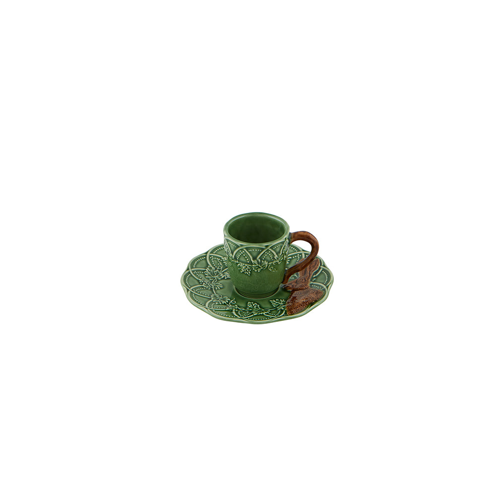Bordallo Pinheiro Bordallo Pinheiro Woods Coffee Cup And Saucer Hare, Set Of 4 | Luxury Handmade Ceramics: This Woods Coffee Cup And Saucer Hare, Set Of 4 from the Bordallo Pinheiro Bordallo Pinheiro collection is a standout piece of luxury ceramic serveware, Portuguese pottery, handcrafted dish, handcrafted in Portugal, Bordallo Pinheiro. Handmade in Portugal, it blends artistic detail with functional charm—perfect as a collector’s item or for elevating your daily table setting.